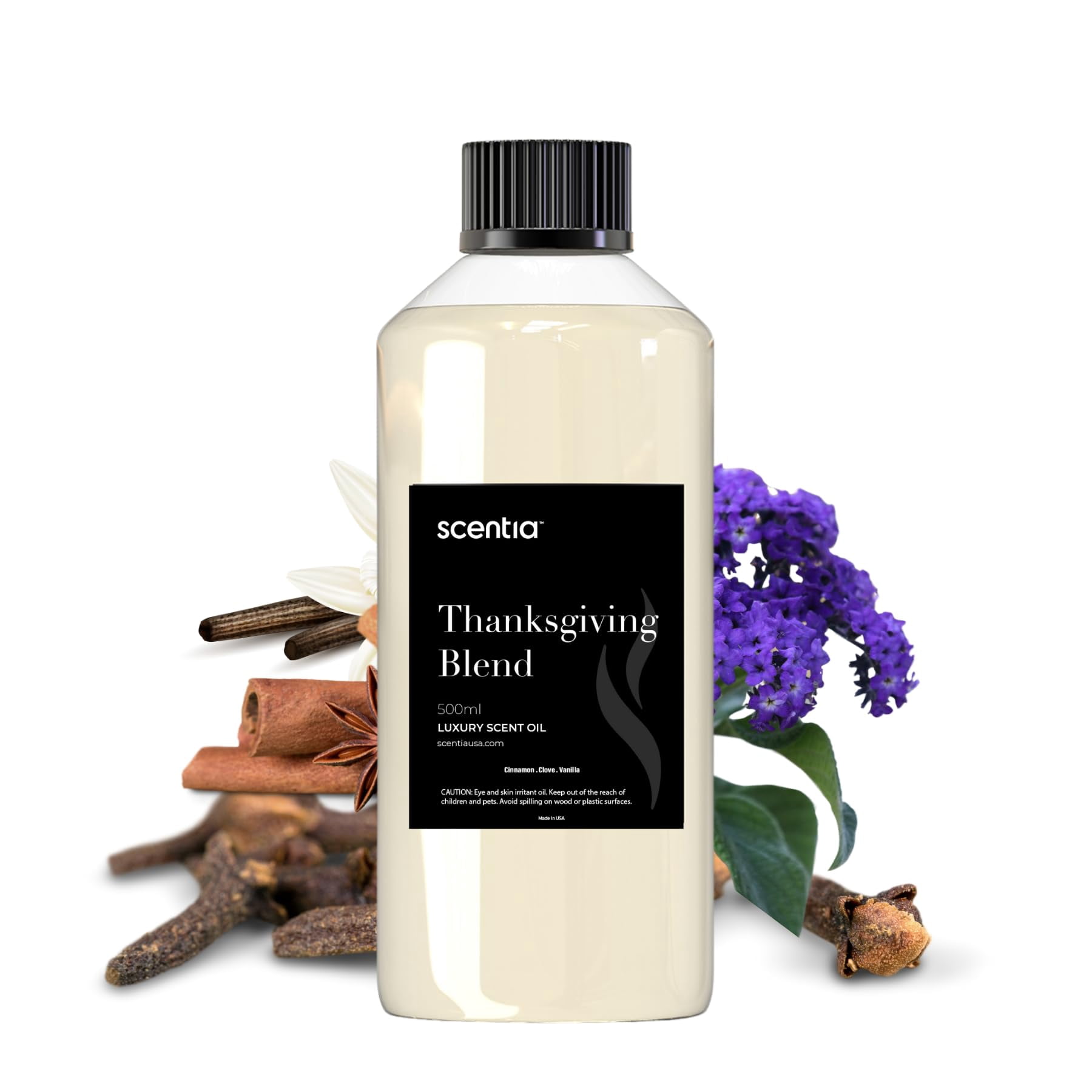 Scentia Thanksgiving Blend Essential Oil – 500ml Premium Holiday Diffuser Oil with Cinnamon, Clove, Vanilla & Coconut | Bulk Aromatherapy for Homes, Spas, Hotels & DIY Crafts