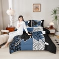thumbnail image 4 of Homewish Cheetah Leopard Print Full Size Comforter Sets for Girl, Black Blue Butterfly Animal Bedding Comforter Set, Stripes Abstract Reversible Bedding Sets, Super Cozy Room Decor, 3-Piece, 4 of 8