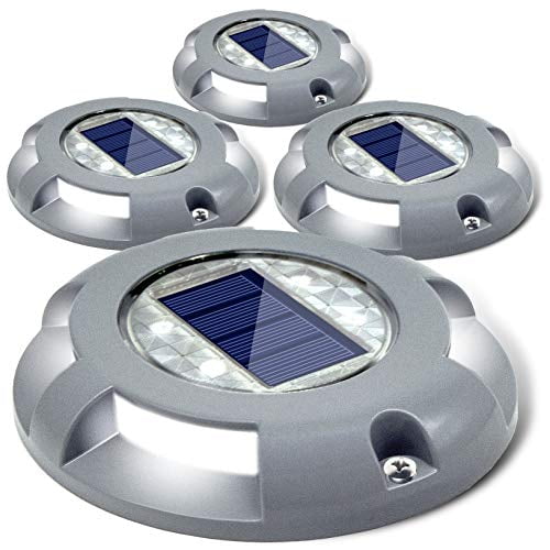 Siedinlar Solar Deck Lights Driveway Dock Led Light Powered Outdoor Waterproof Road Markers For Step Sidewalk Stair Garden Ground Pathway Yard 4 Pack White Com Siedinlar Solar Deck Lights Driveway, Best Solar Deck Post Lights 4×4 White