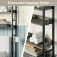 thumbnail image 3 of Over The Toilet Storage Rack, 4 Tier Wooden Bathroom Organizer with 4 Hooks, Freestanding Space Saver Bathroom Shelves for Laundry, Gray, 3 of 6
