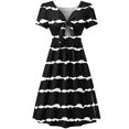thumbnail image 5 of TAGOLD Womens Summer Dresses, Women's Casual Fashion V-Neck Short Sleeve Bow Dress Summer Printing Dresses Black S, 5 of 5