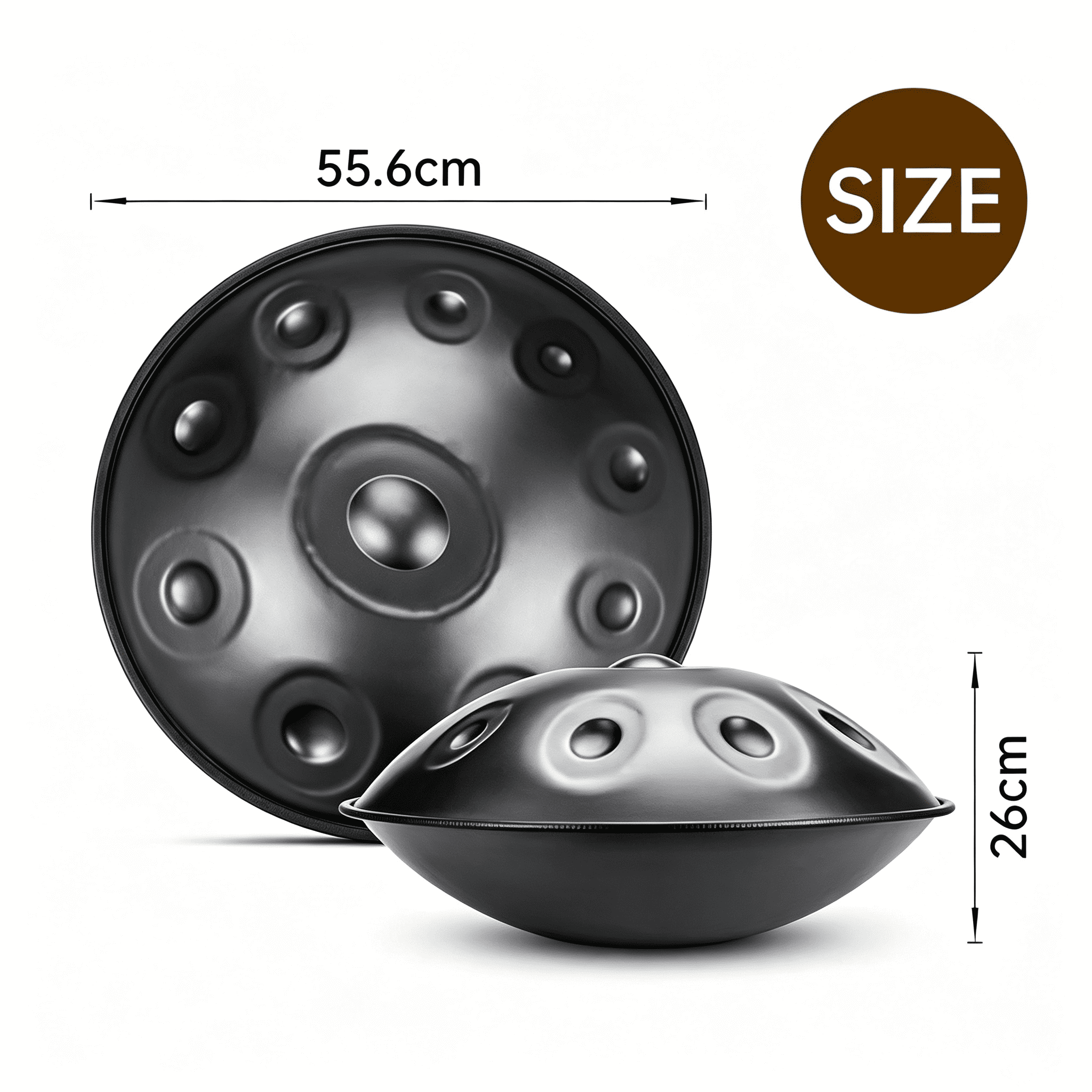 10 Notes Black Solid Color Handpan Drum Steel Percussion Instrument