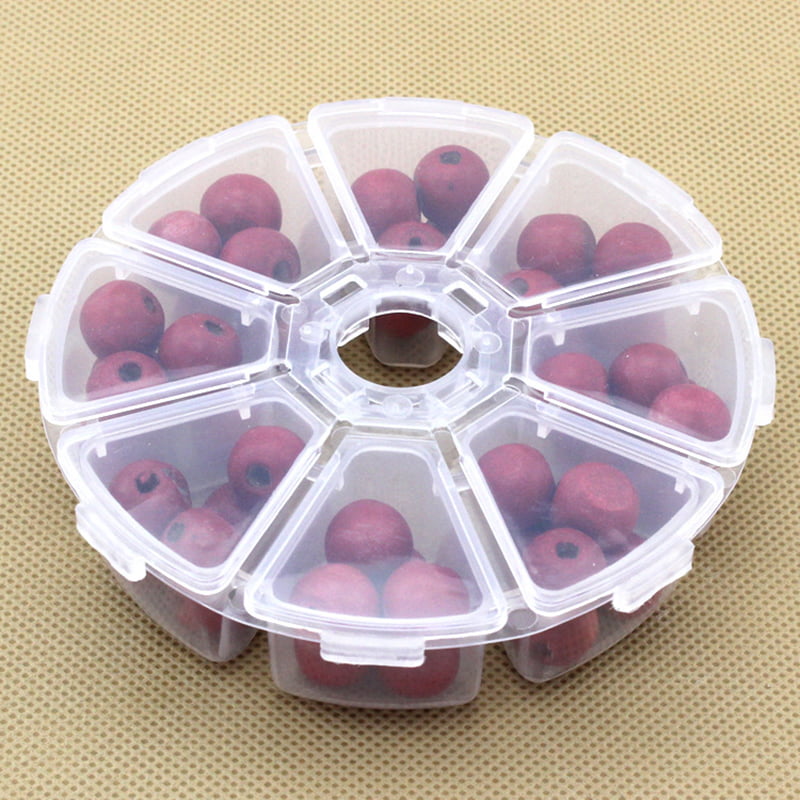 Bead Gem Makeup Craft Rusoji 3 Pcs Clear Resin Plastic 8 Divider Compartment Multipurpose Round Shaped Container Box Organizer Storage Display Case for Jewelry Embroidery Sewing 