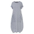 thumbnail image 2 of Uhndy Women O Neck Short Sleeve Dot Printing Dress With Pockets Maxi Dress White S, 2 of 4