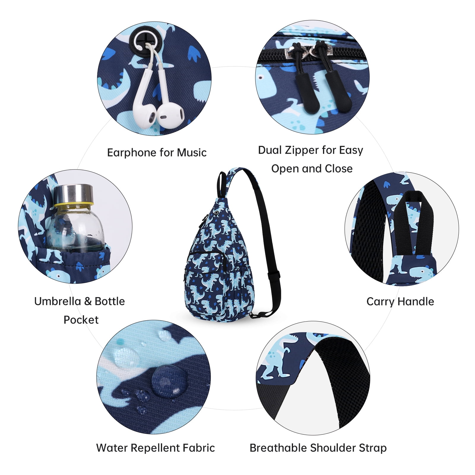HAWEE Women's Convertible Backpack Messenger Crossbody Purse Dinosaur Animal Print Sling Purse for Yoga Gym