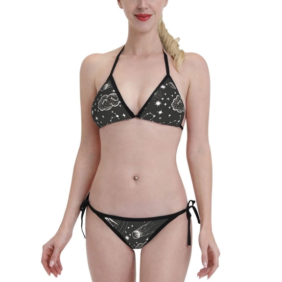Sun And Moon Women's Bikini Set Two Piece Swimsuit Triangle Bathing Suit Adjustable Beach Swimwear