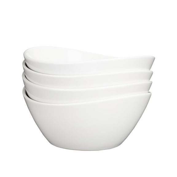 Ataucjin 42oz Porcelain Bowls Set of 4,Large Oval Microwave Safe Serving Dishes, Heavy Duty Ceramic Bowls for Soup/Pasta/Ramen, Dishwasher Safe & Chip Resistant