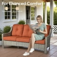 thumbnail image 4 of Vcatnet 8 Pieces Outdoor Conversation Set Sectional Sofa All Weather Wicker High-Back Patio Furniture Set with Swivel Rocking Chairs and Ottoman, Orange Red, 4 of 11
