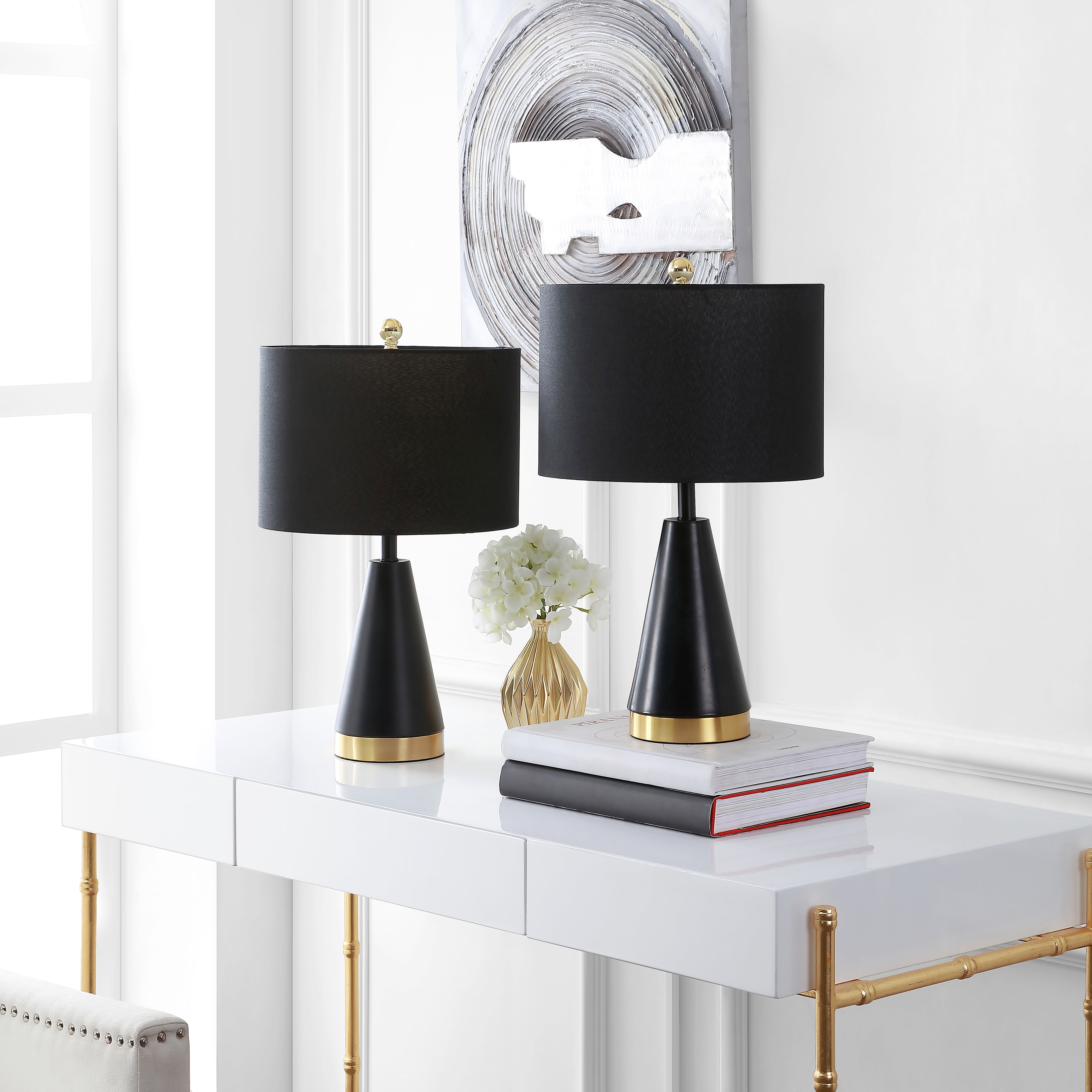 Bedside lamps black and gold Clearance