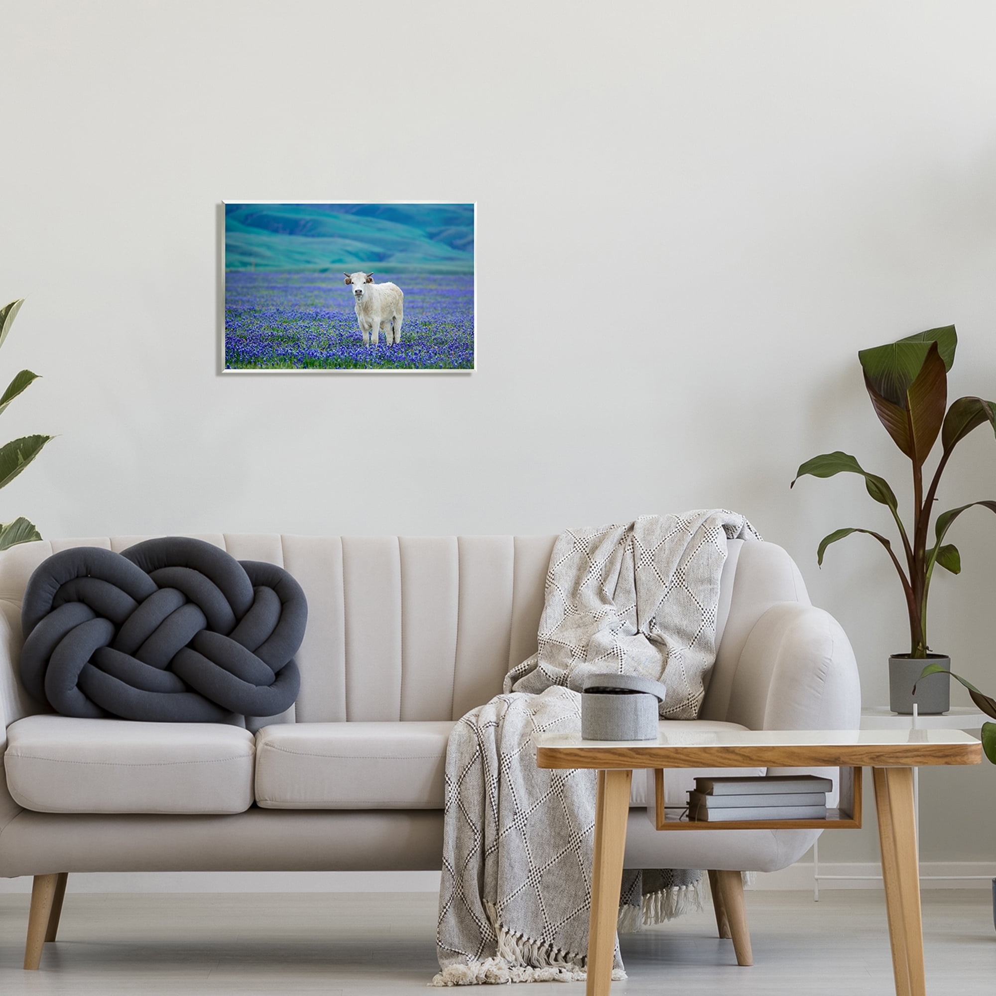 Stupell Industries White Cattle Lavender Field Animals & Insects Photography Unframed Art Print Wall Art