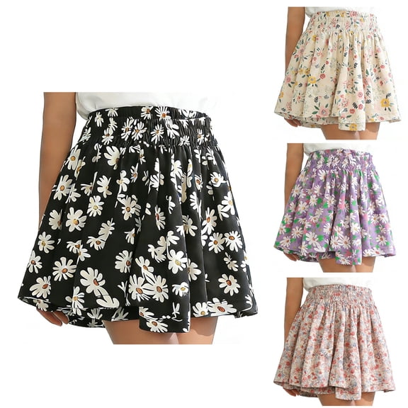 Bixock Toddler Girl Dress Kids Summer Tutu Skirt Short Dresses Floral Print Casual Skirt Daily Wear 1-8Years