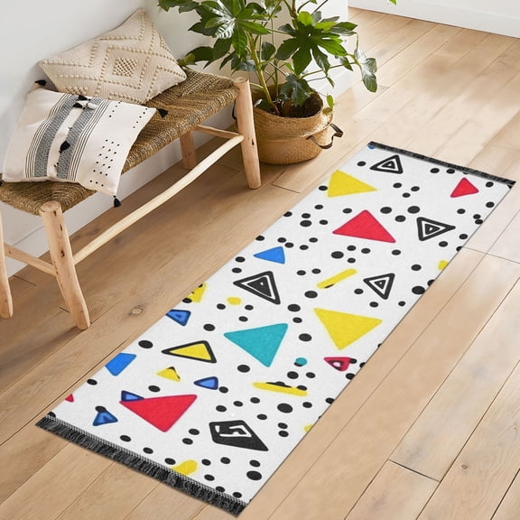 Yayeee Runner Rug for Bedroom 2'x6' Machine Washable Hallway Non Slip Mat, Colorful Triangles
