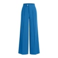 thumbnail image 3 of Favoffer Women's High Waist Suit Pants Solid Color Elastic Waist Straight Wide Leg Pocket Casual Work Trousers Business Office Bottom for Commute Travel, 3 of 8