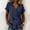 Navy, variant on Women's Cotton Linen Summer Tops V Neck Wrap Blouses Short Sleeve Shirts Side Tie Knot Tunic Casual Asymmetrical Hem Loose Fit Clothes Red M