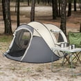 thumbnail image 2 of Ktaxon 4-Person Automatic Family Dome Camping Tent Easy Setup with Carrying Bag, Khaki, 2 of 11