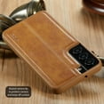 thumbnail image 3 of MOHEYO Slim Vegan Leather Cover Thin Luxury Classic Case for Samsung Galaxy S22 5G - Brown, 3 of 6