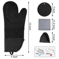 thumbnail image 4 of 8Pcs Oven Mitts and Pot Holders, Silicone Oven Mitts and Hot Pads Sets with Mini Oven Gloves and Dish towels, Oven Gloves Soft Cotton Lining, Waterproof, BPA-Free, Black, 4 of 7