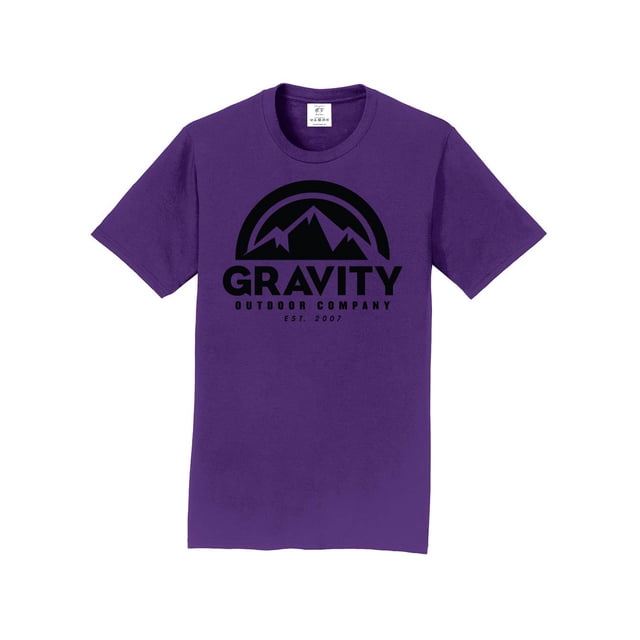 Gravity Outdoor Co. T-Shirt à Manches Courtes - Violet d'Équipe - Logo Noir - Petit
