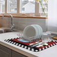 thumbnail image 4 of Chef Dish Drying Mats for Kitchen Counter, Red Kitchen Dessert Food Black White Plaid Absorbent Coffee Bar Mat with Non-slip Rubber Backed Quick Drying Dish Rack Pad 16"x18", 4 of 9