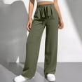 thumbnail image 5 of Women's High Waist Straight Leg Pants, Solid Color Loose Fit Pocket Casual Trousers, Versatile Everyday Pants for Office Commute or Weekend, Army Green M, 5 of 6