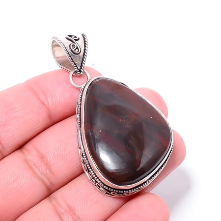 Mahogany Obsidian - Mexico Gemstone 925 Sterling Silver Bali Pendant 1.95" P66