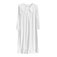 thumbnail image 4 of Women's Long Satin Nightgowns - Long Sleeves, Vintage Style with Bow and Lace Trim, Wrist Neck Design, Comfortable for Home Sleep, 4 of 4