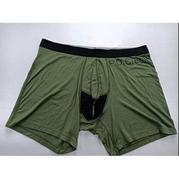 P.D.Creek Men's Boxer Brief 2 Pack Underwear,Olive&Peacock Feather XL