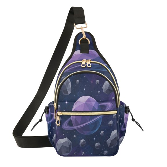 Women Crossbody Bag Fashion Purple Saturn Printed Sling Bags Shoulder for Women