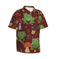 thumbnail image 2 of Easygdp Frogs and Mushrooms Men's Hawaiian Shirts Print Lapel Short Sleeve for Beach, vacation, party, casual occasions - Medium, 2 of 9