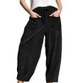 thumbnail image 1 of Pantalones de para Mujer, Estilo Holgado, de Pierna , Informales, con Cintura Elástica, Tipo Palazzo y Estilo Harem, con Bolsillos Negro S, 1 of 7