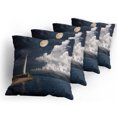 thumbnail image 5 of Ambesonne Moon Throw Pillow Cover 4 Pack, Old Lighthouse by Sea, 18", Dark Blue Ivory White, 5 of 7