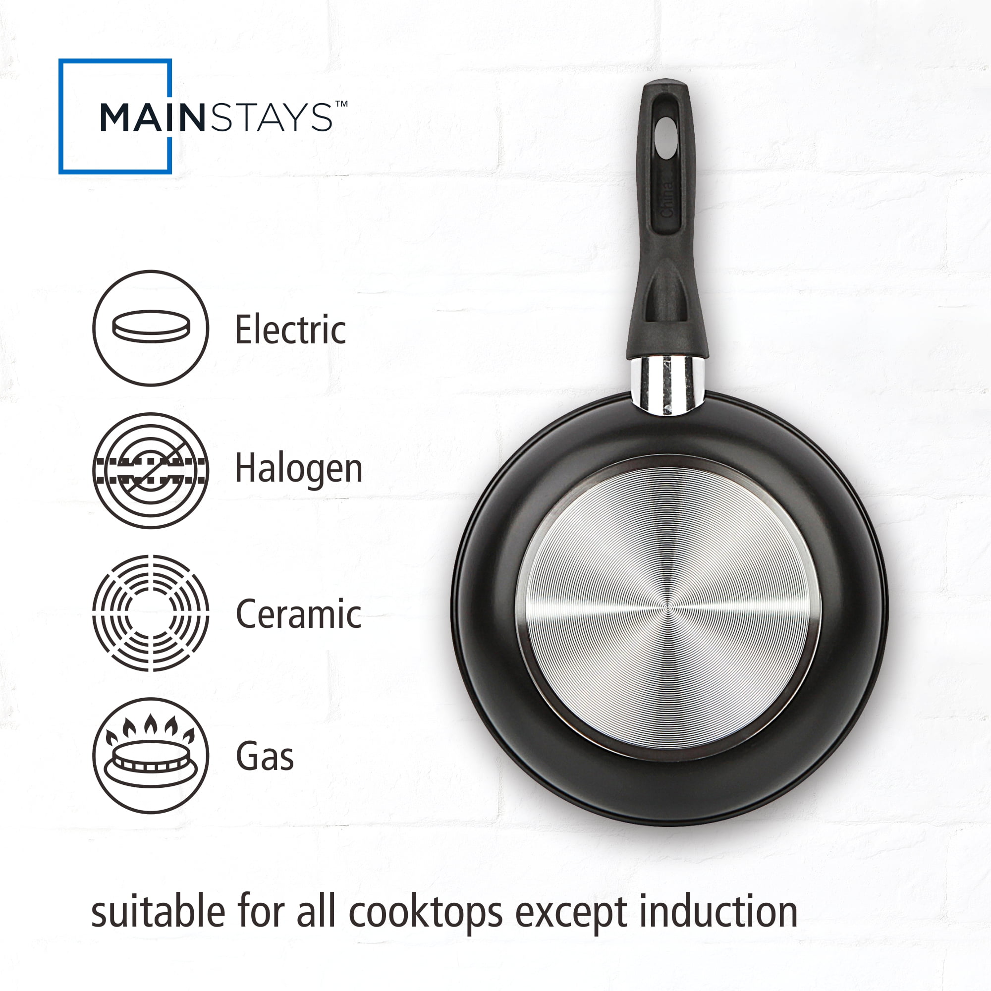 Mainstays 8" Non-Stick Aluminum Skillet Black Dishwasher Safe
