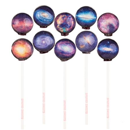 Sparko Sweets Galaxy Lollipops, Galactic Designs, White Peach Flavor, 10-Piece Gift Pack, Handcrafted in USA, 2 Pounds