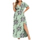 thumbnail image 2 of Puntoco Vestido De Manga Corta Con Cuello En V, Vestido De Cintura Estampado De Manga Corta Casual De Talla Grande Para Mujer Azul Claro Xl Estampado No Posicionado, 2 of 5