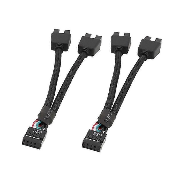 2Pcs Computer Motherboard USB Extension Cable 9 Pin 1 Female to 2 Male Y Splitter Audio HD Extensio