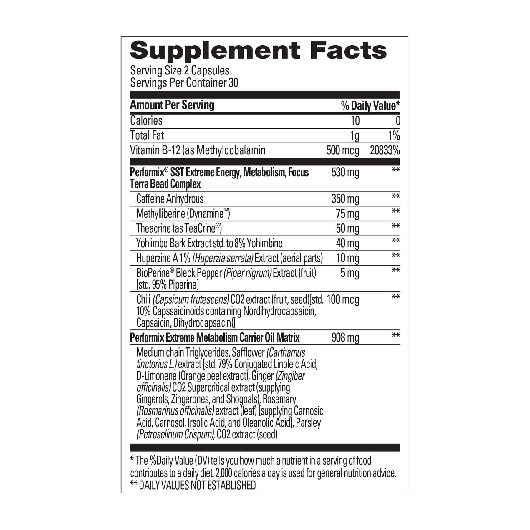 Performix SST V3X - 60 Capsules - Dietary Supplement for Supercharged Energy, Intense Mental Focus and Fast Metabolism - Caffeine, Dynamine, and Teacrine - 3X Longer Lasting