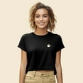 thumbnail image 4 of Dalix Cappuccino Embroidered Cropped Flowy Soft Cotton Short Sleeve T Shirt Womens in Black 2XL XX-Large, 4 of 5