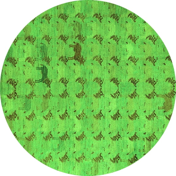 Ahgly Company Indoor Round Abstract Green Modern Area Rugs, 8' Round