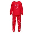 thumbnail image 6 of Kids Girls Pajamas Set Cute Bow Tie Print Long Sleeve Crewneck Top with Pants Pajamas Sleepwear Outfit Set Clothes for Girls 9-10 Years, 6 of 6