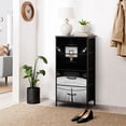 thumbnail image 6 of Dresser for Bedroom with 4 Storage Drawers Black White Basketball Court Empty Wooden Floor Dressers Chest of Drawers Steel Framed Fabric Closet Organizers for Dorm Entryway, 6 of 8