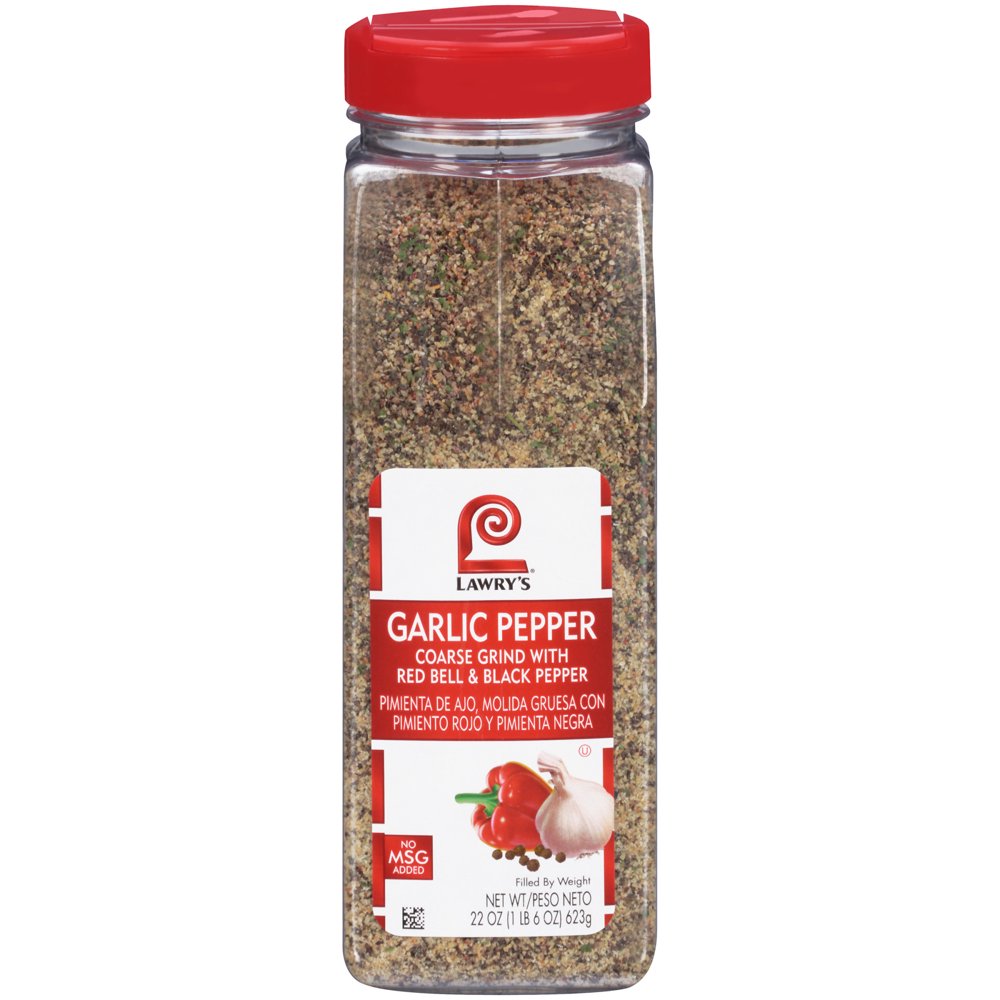 Lawry's Coarse Grind Garlic Pepper Seasoning with Red Bell & Black