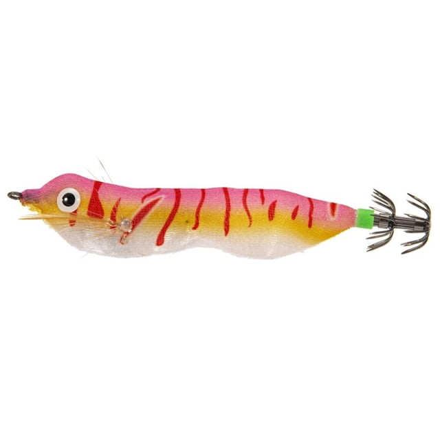 Pesca Señuelos de pesca con anzuelo de anzuelos de calamar con cebo de camarón de madera luminosa LED de 103mm (rosa) Tmvgtek Para Estrenar