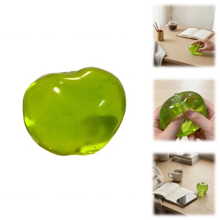 Green Apple Glitter Squeeze Toys Slow Rising Stress Relief Fidget Toys for Adults Playful Sensory Anxiety Relief Gifts for Friends & Family Interactive Desk Decor for Stress Management