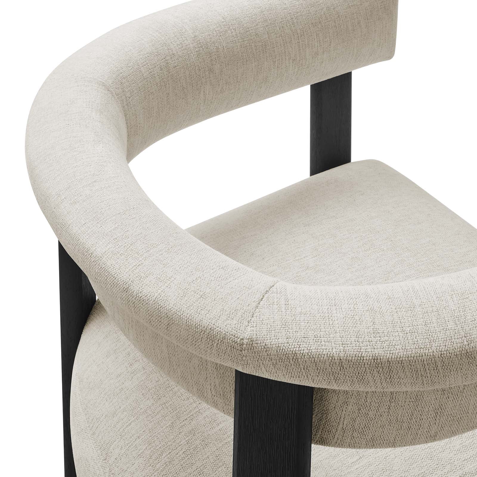 Woven Heathered Fabric Upholstered Barrel Dining Chairs - Set of 2