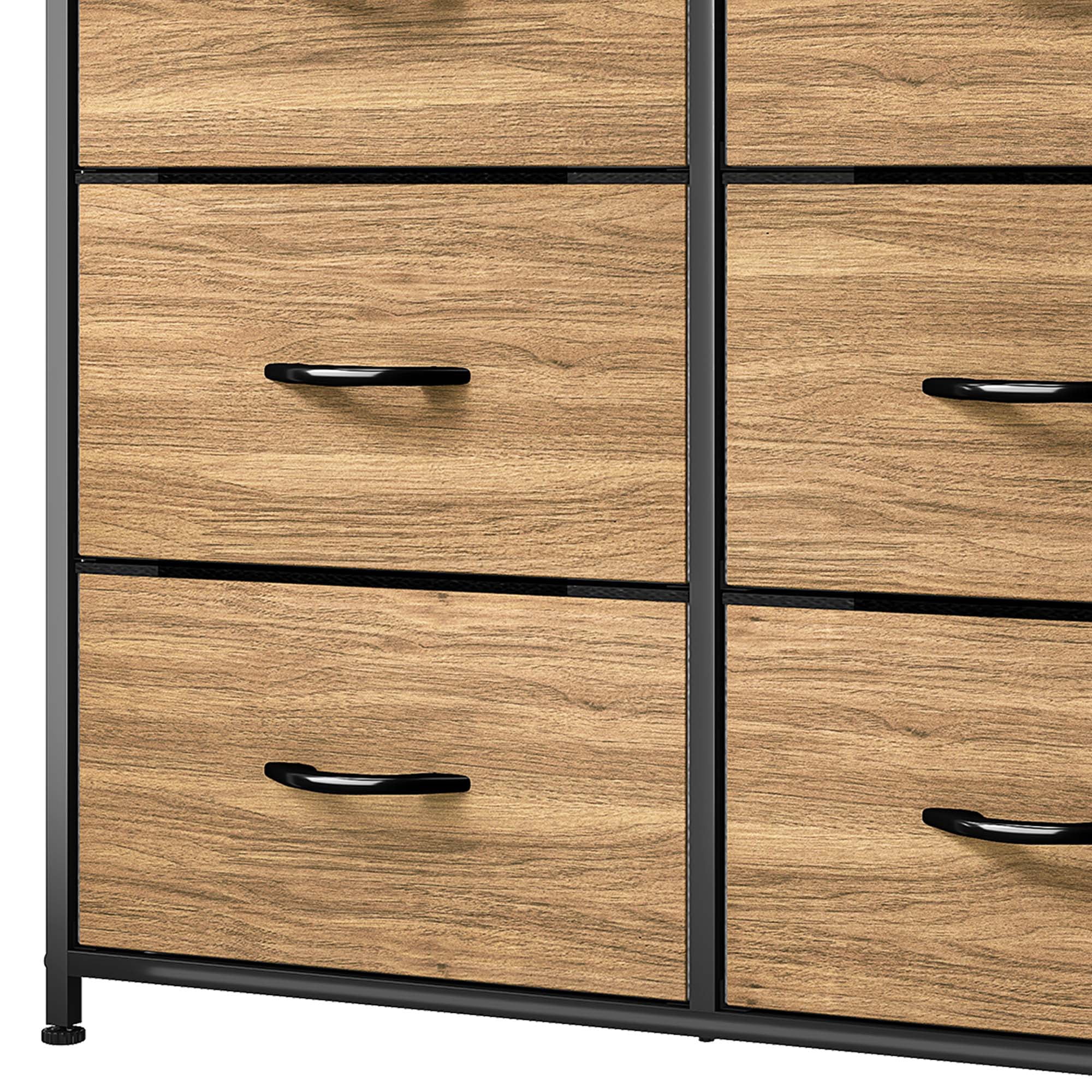 Uforic 8 Drawer Dressers for Fabric Chest of Drawers Storage Dressers for Living Room Burlywood Grain