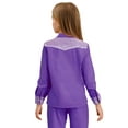 thumbnail image 2 of Raenseen Kids Girls Cowgirl Western Shirt Long Sleeves Lapel Top with Sequins Fringe Purple 16, 2 of 4