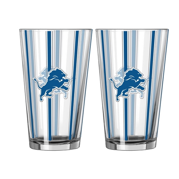 Logo Brands Detroit Lions Two-Piece 16oz. Striped Pint Glass Set