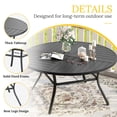 thumbnail image 5 of Vicllax Outdoor Patio Dining Table Dia.60" Slatted Tabletop Metal Frame with Umbrella Hole, Black, 5 of 7