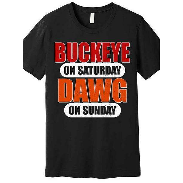 Buckeye On Saturday Dawg On Sunday Premium T-Shirt 664459 funny Men’s Short Sleeve Graphic T-shirt Collection black TT2