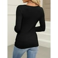 thumbnail image 5 of Womens Long Sleeve Scoop Neck Shirts Knit Tops Slim Fitted Tees Basic Casual Fall Outfits, 5 of 6